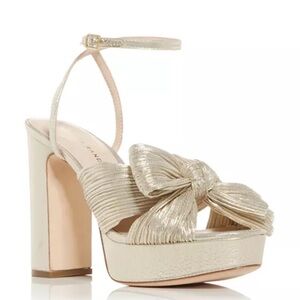 Loeffler Randall Natalia Pleated Platform Heels Platinum - Like New!
